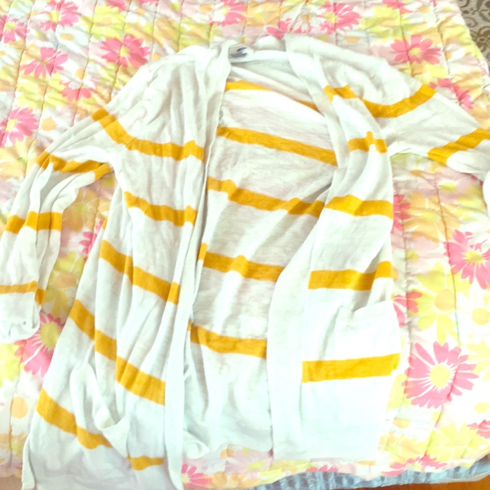 Beachy yellow and white striped cardigan